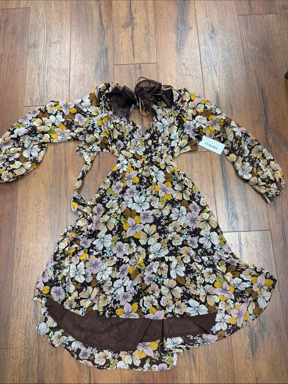 Astr Floral Mini Dress in Brown, Yellow, Cream, Pink